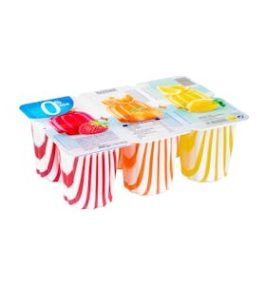 Gelatina 0% azúcar sabores fresa, mandarina y limón